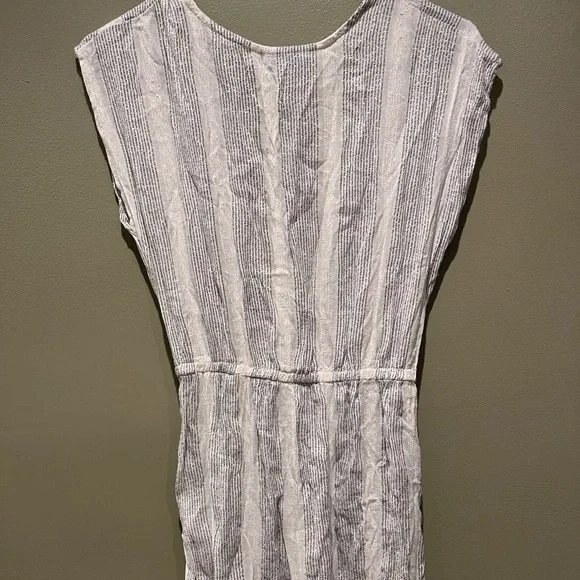 New Blue Island Silver White Wrap Maxi Dress Striped Glitter V Neck Spring - Picture 6 of 16